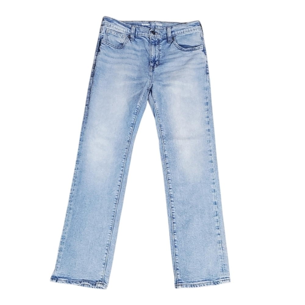 Old Navy Boy's Straight Built In Flex Light Blue Denim Jeans Kids 14 Plus